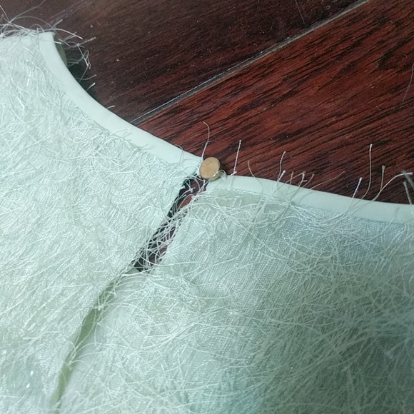 Ann Taylor Short Sleeve Fringe Top - Soft Mint - Picture 4 of 5